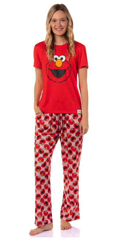 Sesame Street Women's Big Face Tossed Print Character Sleep Pajama Set