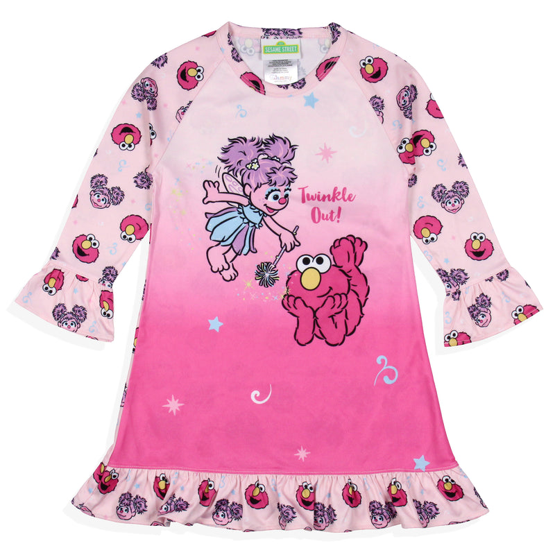 Sesame Street Girls' Twinkle Out Elmo Abby Cadabby Sleep Pajama Dress Nightgown