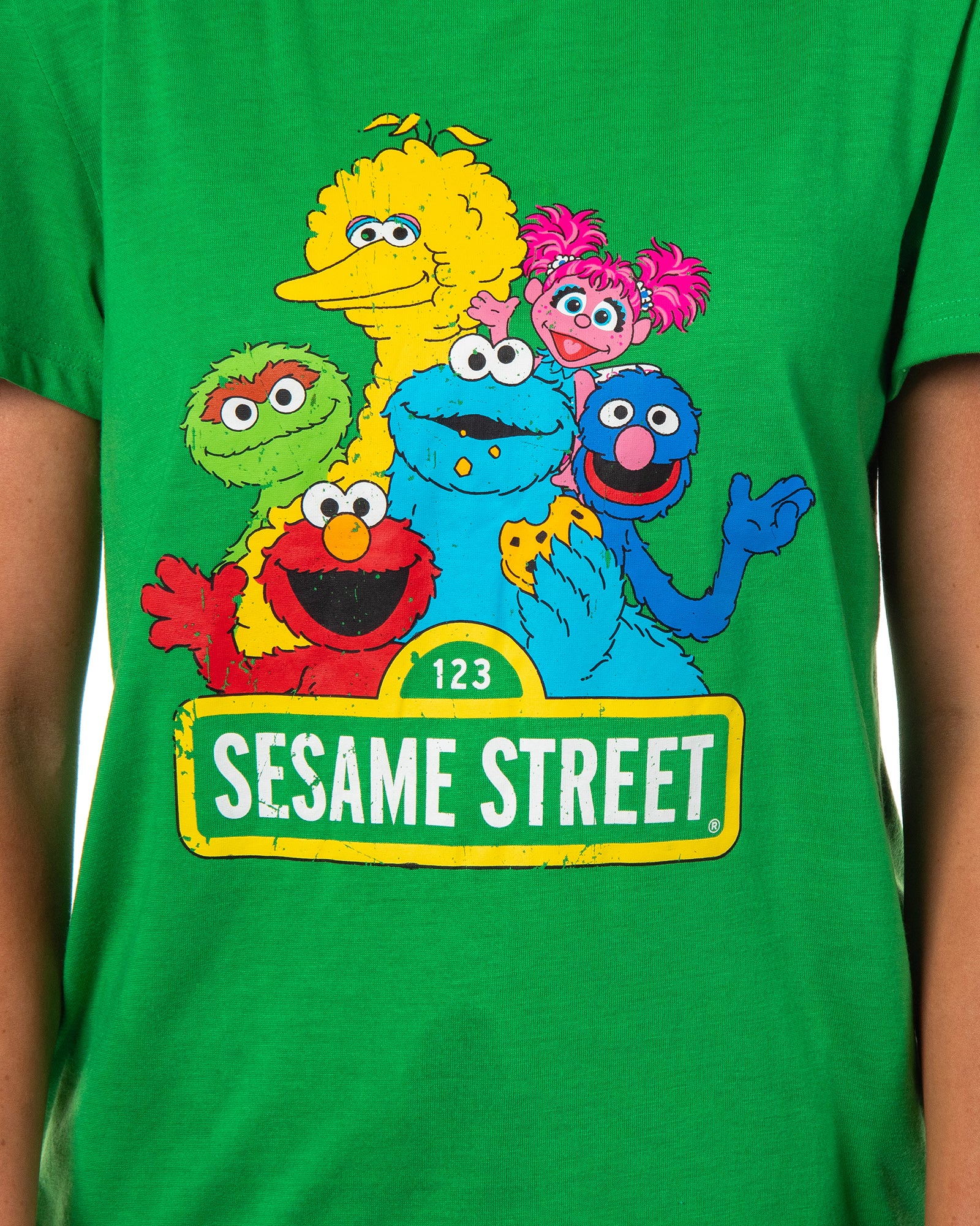 Sesame Street Women's Distressed Print Elmo Cookie Monster Pajama Set Shorts