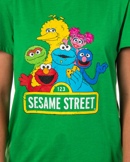 Sesame Street Women's Distressed Print Elmo Cookie Monster Pajama Set Shorts