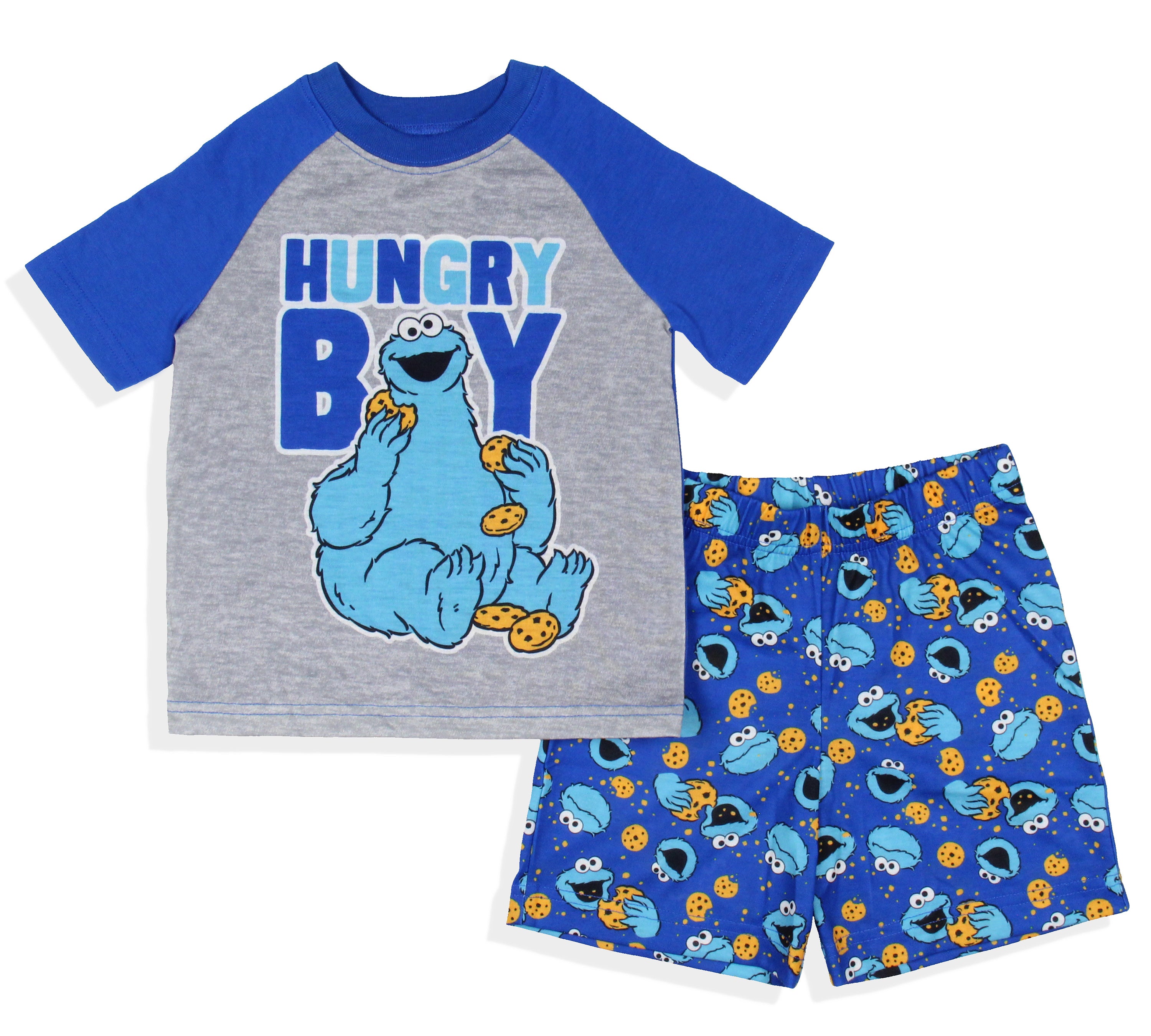 Sesame Street Toddler Boy's Cookie Monster Hungry Boy Sleep Pajama Set Short