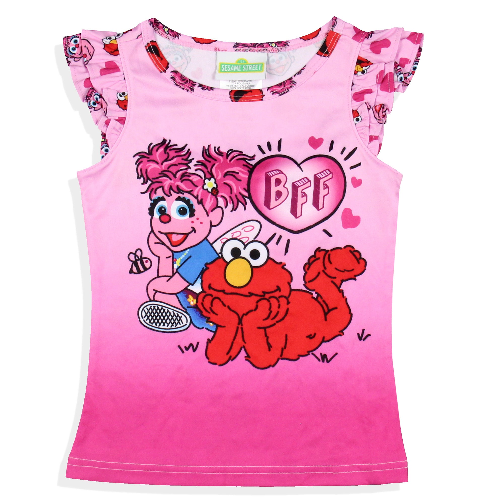 Sesame Street Girls' BFF Elmo Abby Cadabby Sleep Pajama Sleep Set Shorts
