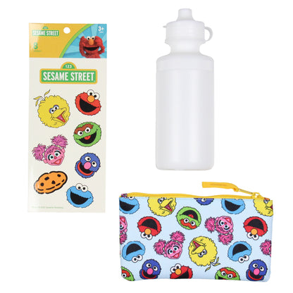 Sesame Street 5 PC Backpack Lunch Box Pencil Pouch Waterbottle Stickers 16"
