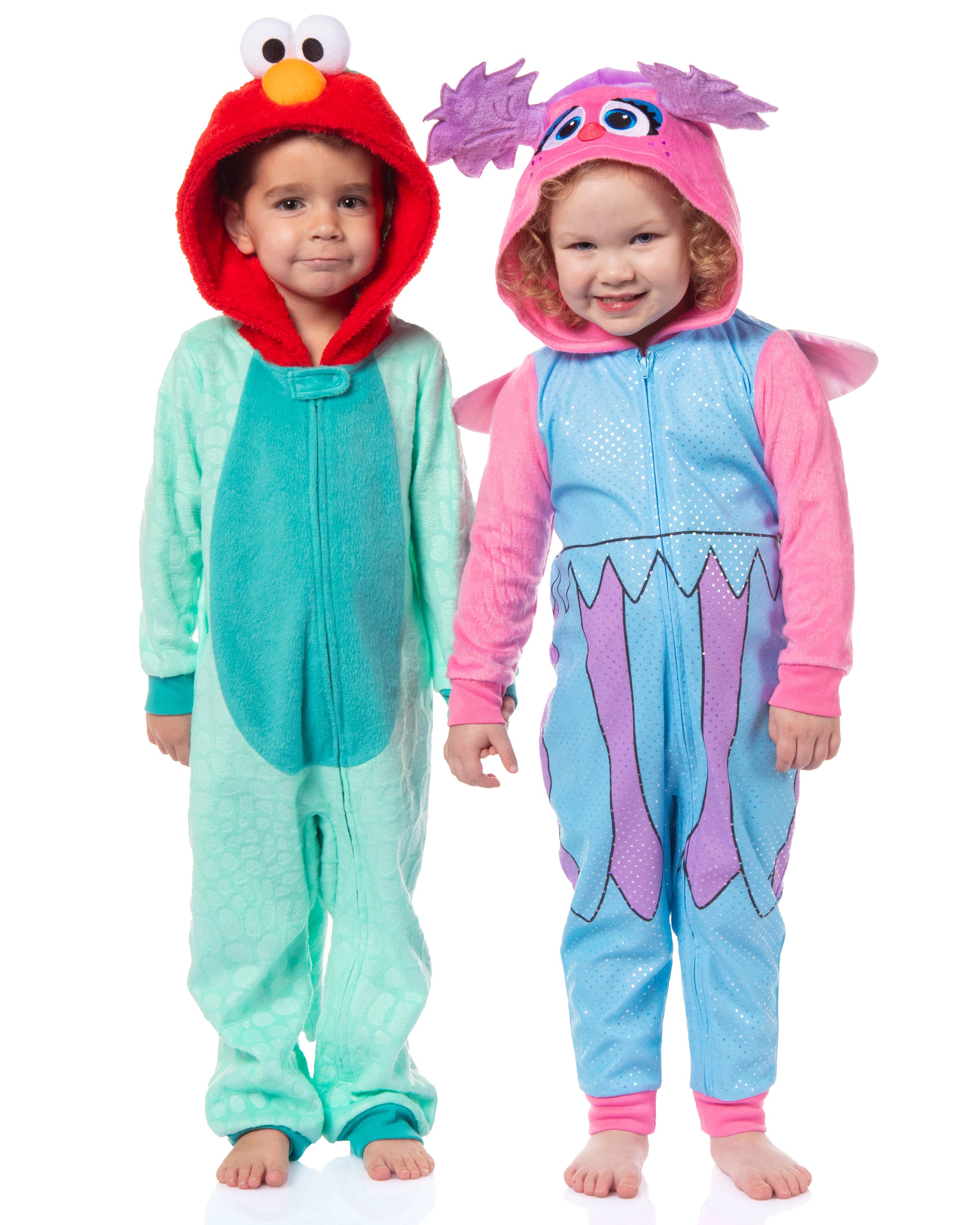 Sesame Street Toddler Kids Union Suit Footless Hooded Pajama (Abby, 2T)