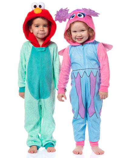 Sesame Street Toddler Kids Union Suit Footless Hooded Pajama (Abby, 2T)
