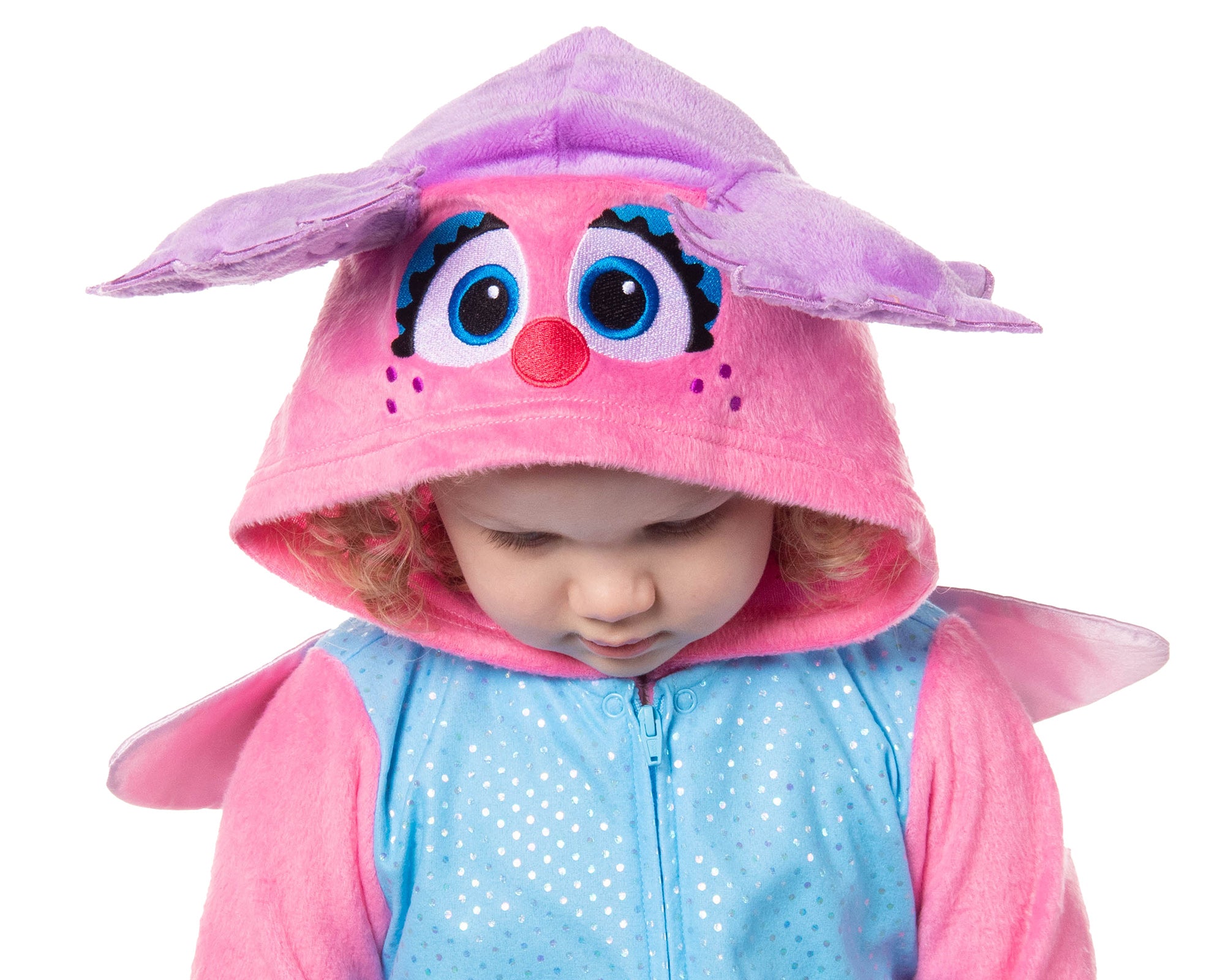 Sesame Street Toddler Kids Union Suit Footless Hooded Pajama (Abby, 2T)