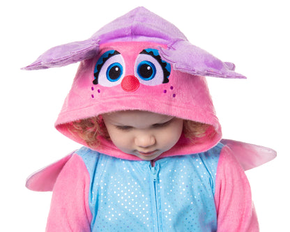 Sesame Street Toddler Kids Union Suit Footless Hooded Pajama (Abby, 2T)