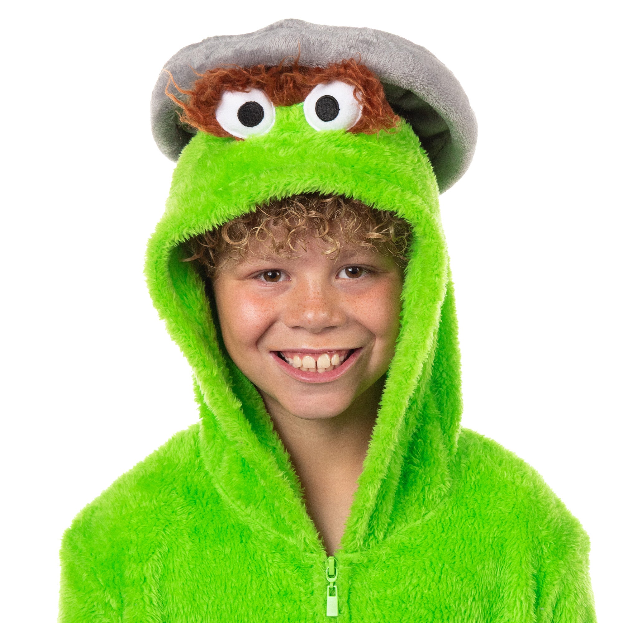 Sesame Street Union Suit Boy's Oscar The Grouch Kigurumi Hooded Pajamas