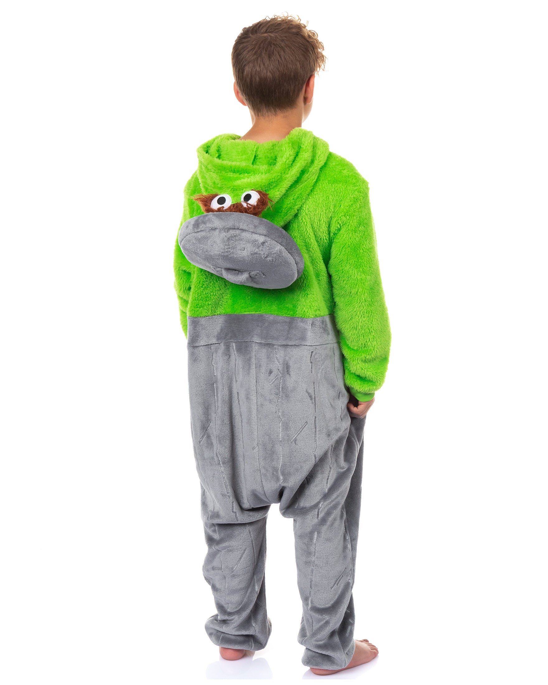 Sesame Street Union Suit Boy's Oscar The Grouch Kigurumi Hooded Pajamas