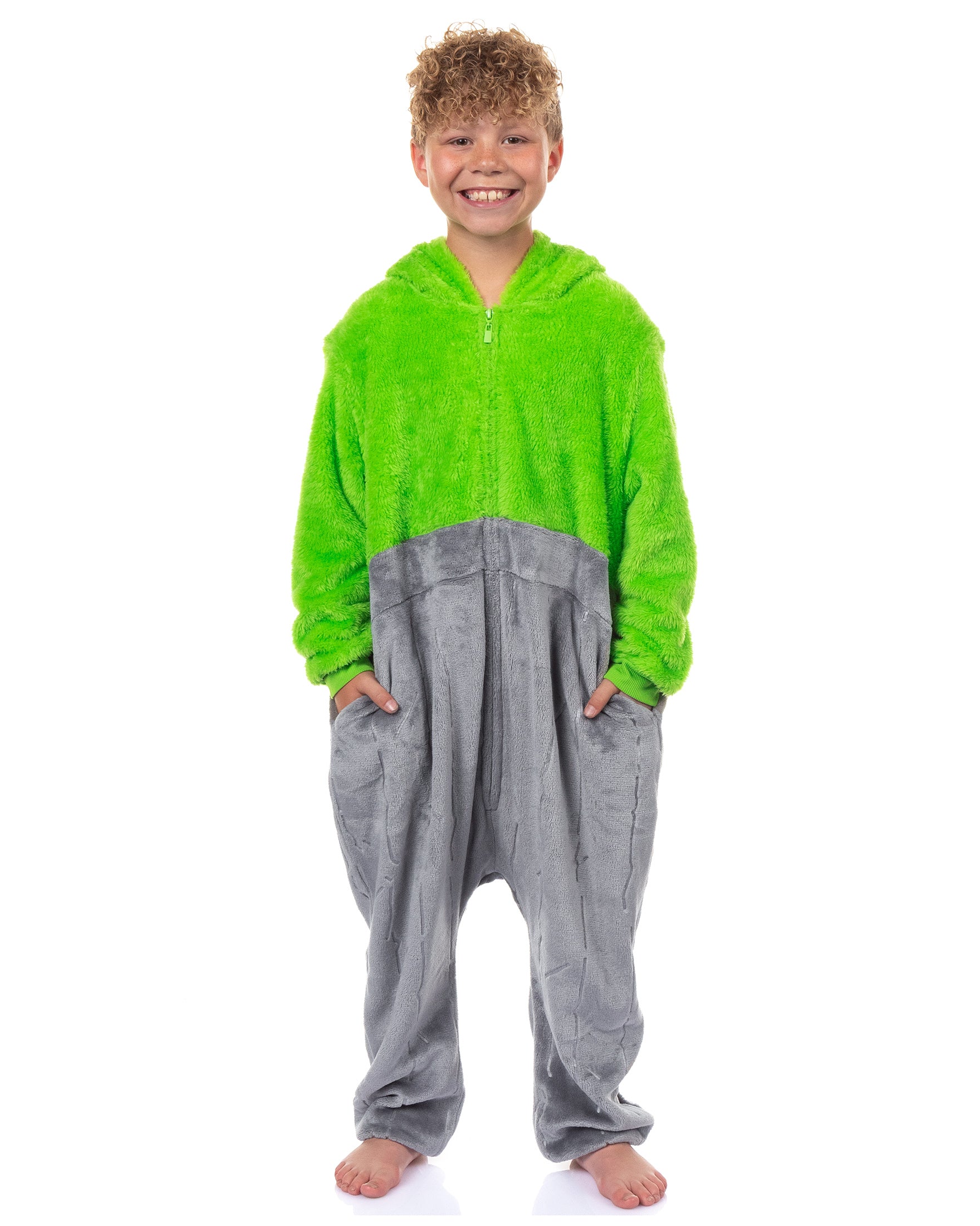 Sesame Street Union Suit Boy's Oscar The Grouch Kigurumi Hooded Pajamas
