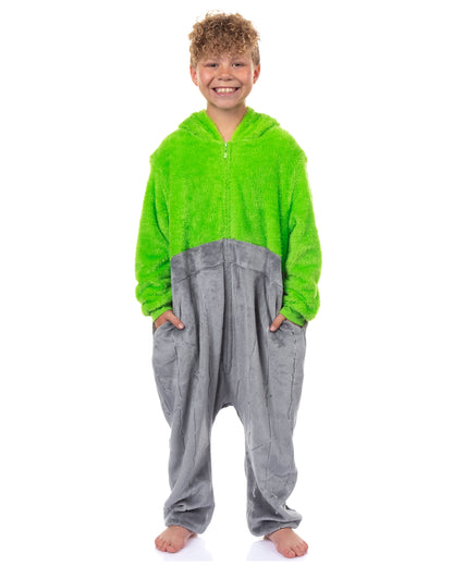 Sesame Street Union Suit Boy's Oscar The Grouch Kigurumi Hooded Pajamas