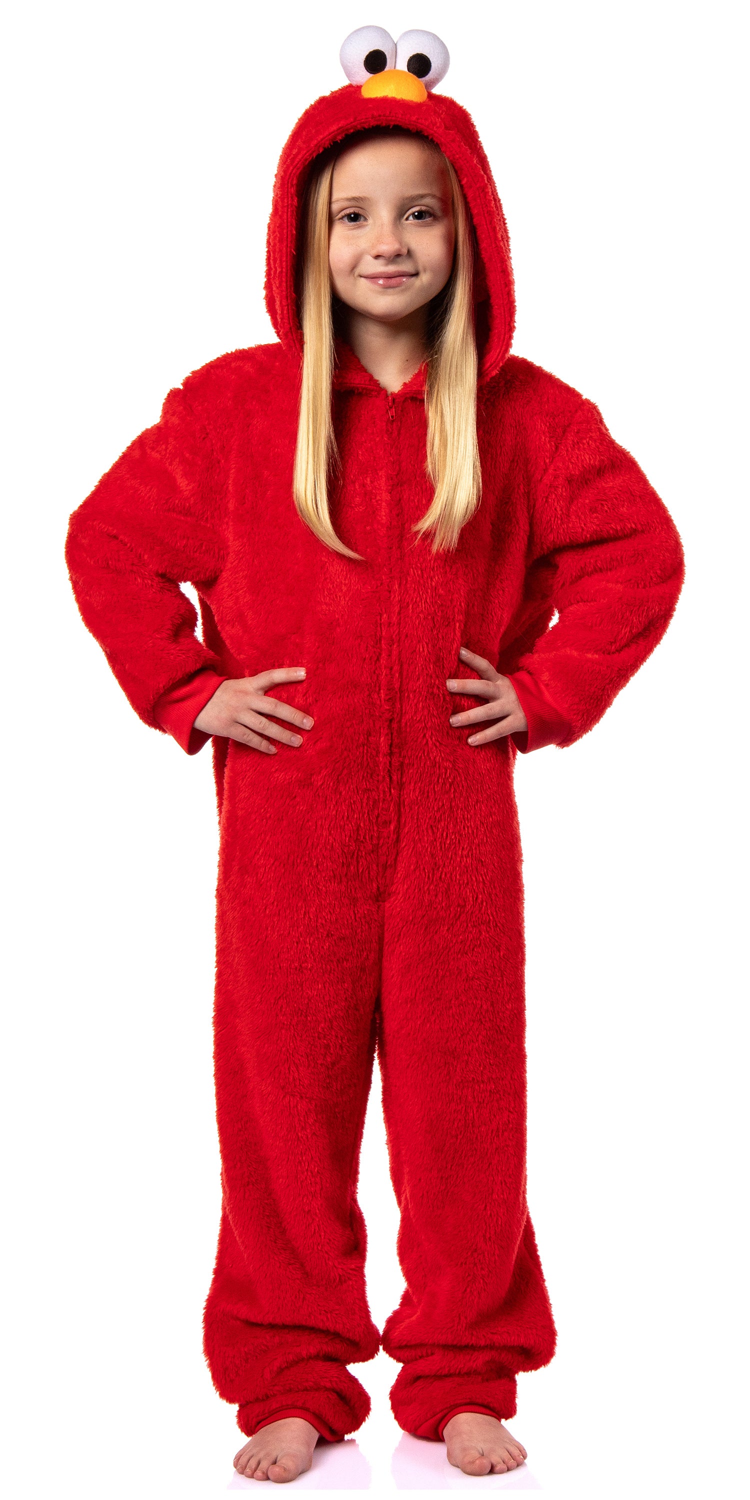 Sesame Street Union Suit Boys' Hooded One Piece Pajama (Elmo, 14/16)