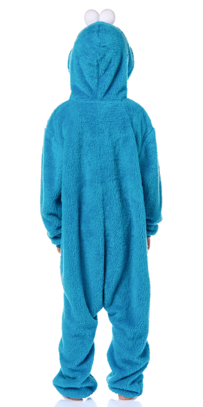Sesame Street Union Suit Boys' Hooded One Piece Pajama (Cookie Monster, 18/20)