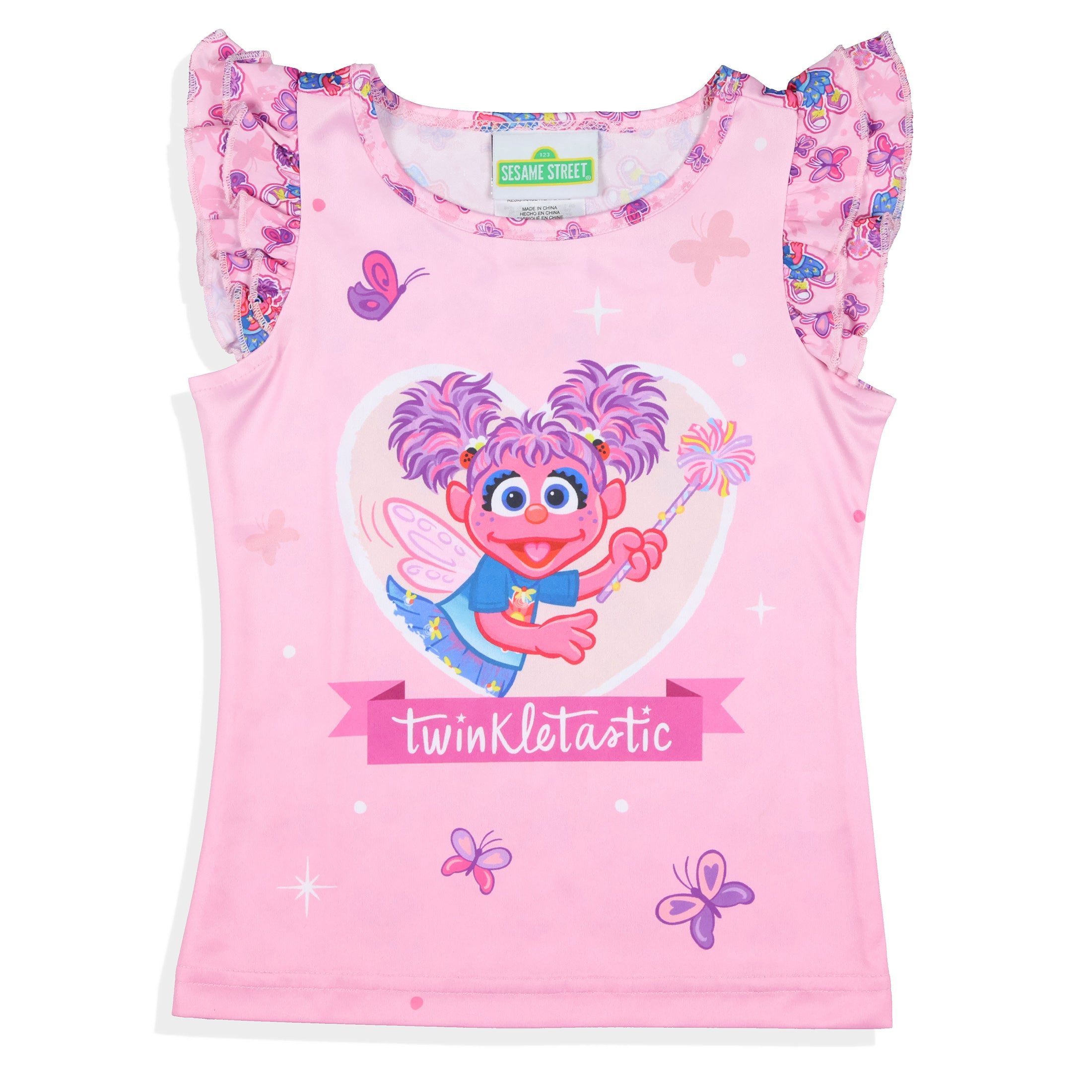 Sesame Street Toddler Girls' Abby Cadabby Ruffle Pant And Shirt Pajama Set