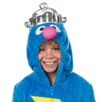 Sesame Street Union Suit Super Grover Boy's Full Zip Hooded Pajamas