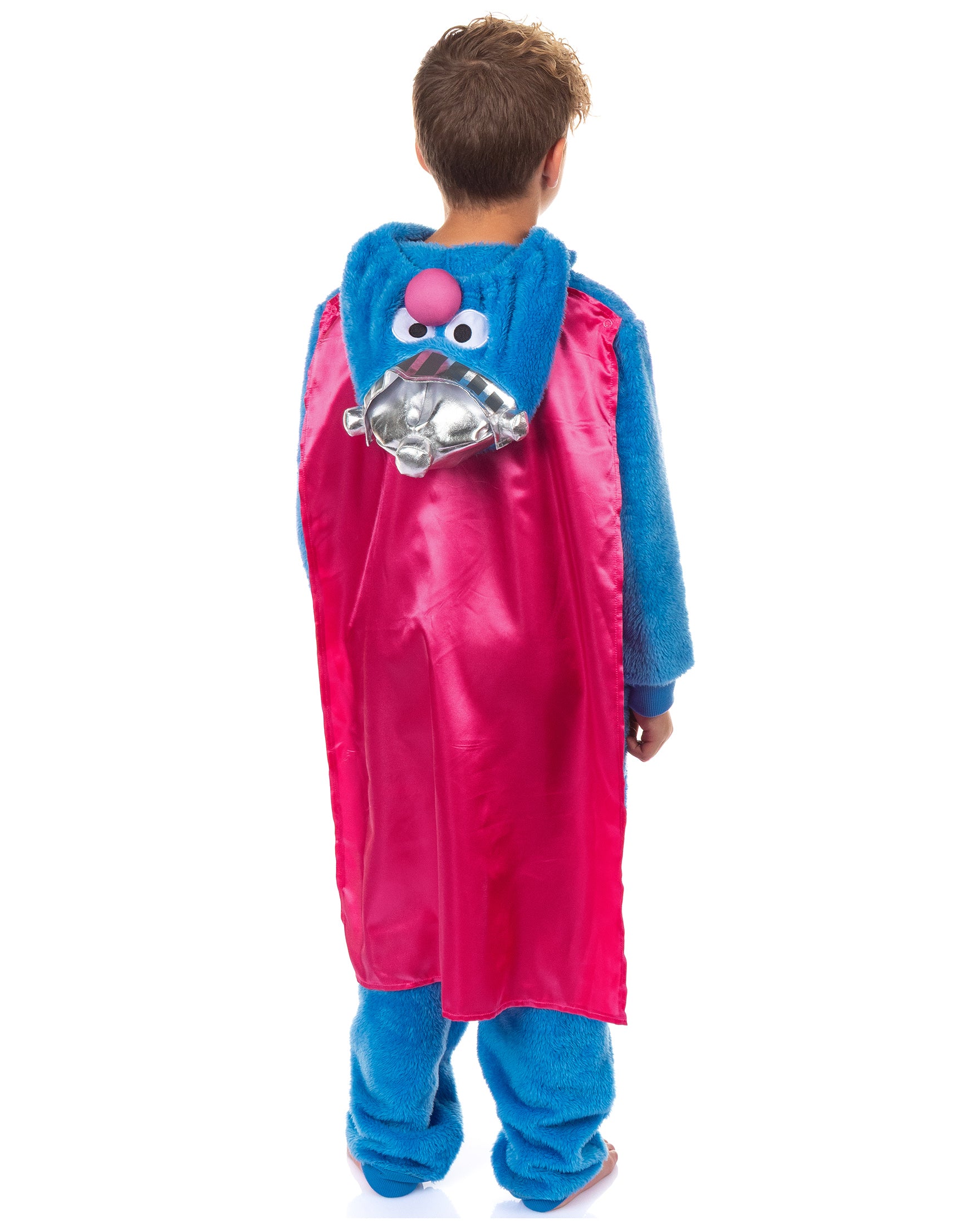 Sesame Street Union Suit Super Grover Boy's Full Zip Hooded Pajamas