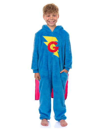 Sesame Street Union Suit Super Grover Boy's Full Zip Hooded Pajamas