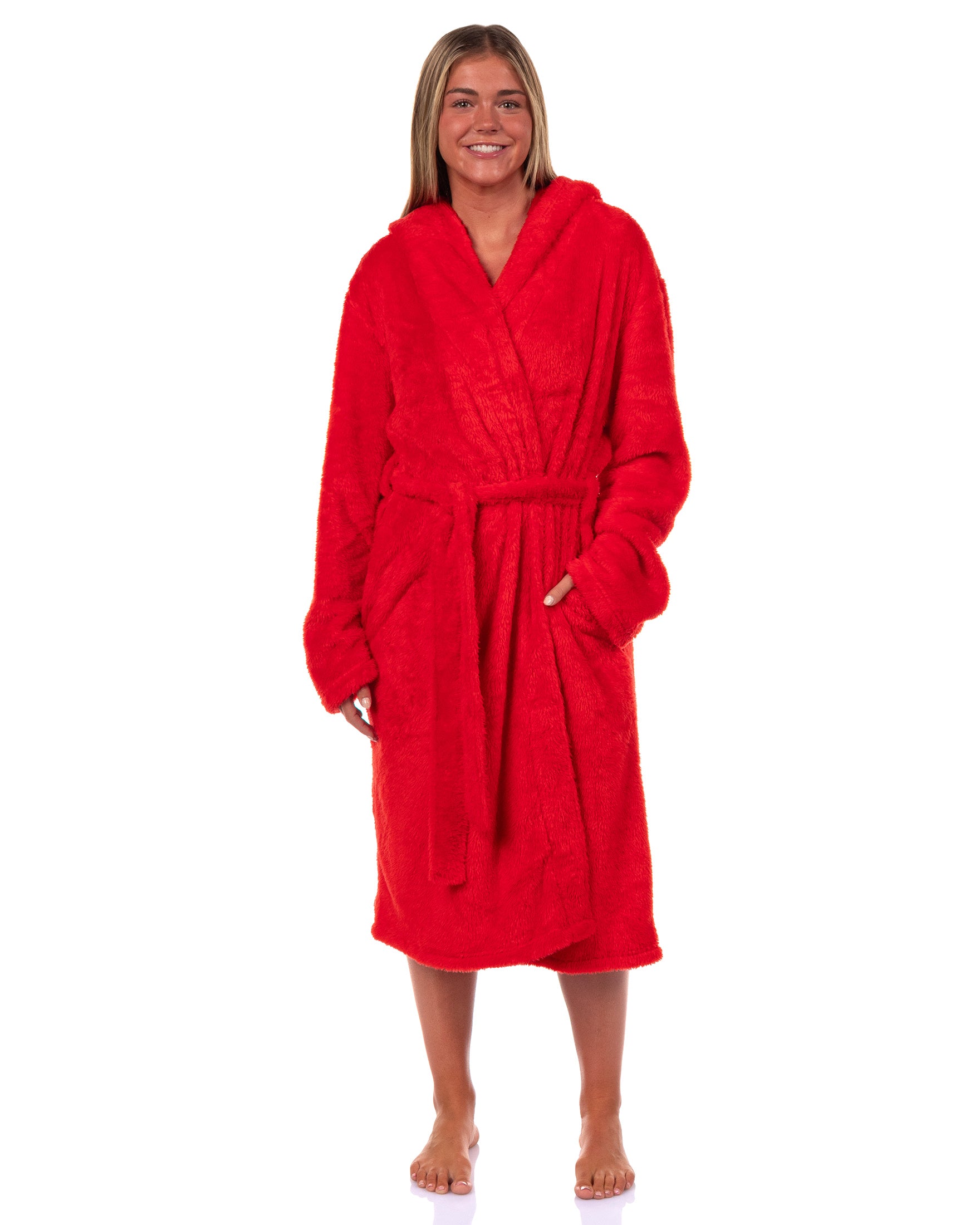 Sesame Street Robe Adult Elmo Faux Fur Hooded Bathrobe