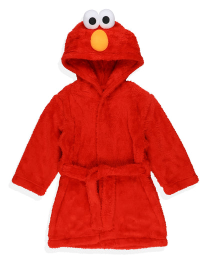Sesame Street Toddler Robe Elmo Plush Faux Fur Hooded Bathrobe