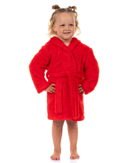 Sesame Street Toddler Robe Elmo Plush Faux Fur Hooded Bathrobe