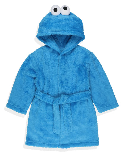 Sesame Street Robe Toddler Cookie Monster Faux Fur Hooded Bathrobe