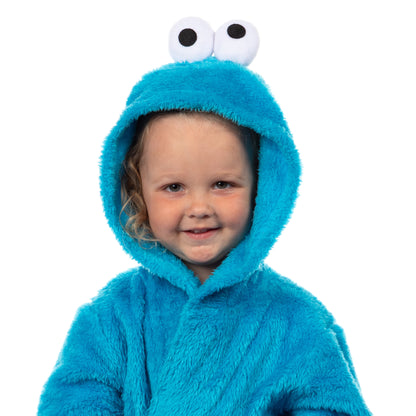 Sesame Street Robe Toddler Cookie Monster Faux Fur Hooded Bathrobe