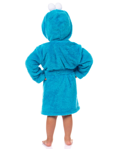 Sesame Street Robe Toddler Cookie Monster Faux Fur Hooded Bathrobe