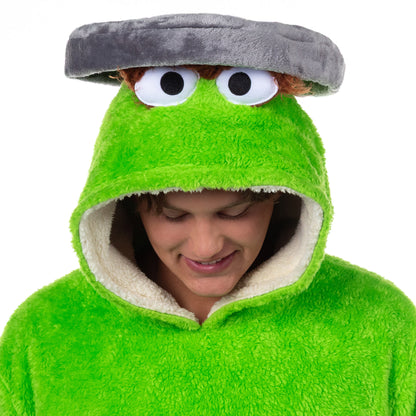 Sesame Street Oscar The Grouch Adult Wearable Hooded Blanket Sweatshirt
