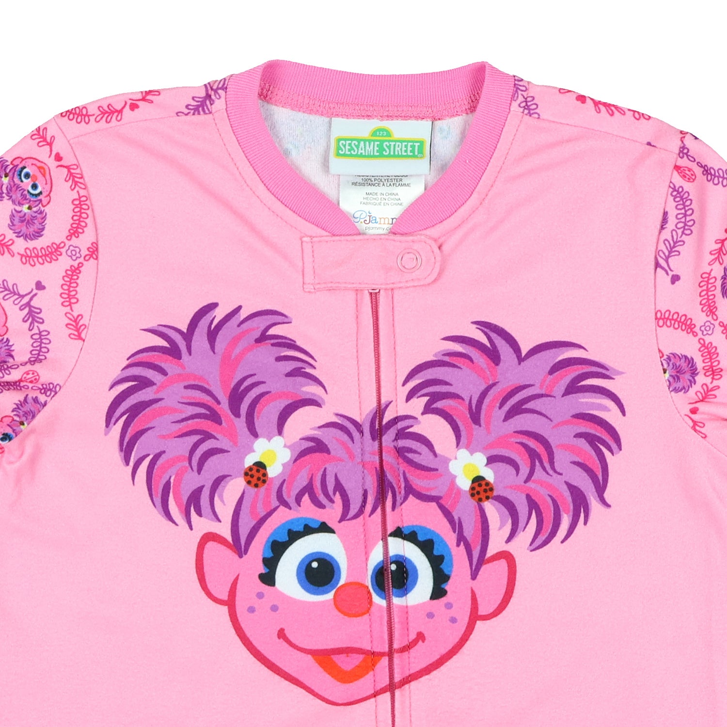 Sesame Street Pajamas Abby Toddler Girls' Front Zip Fleece Footless Sleeper