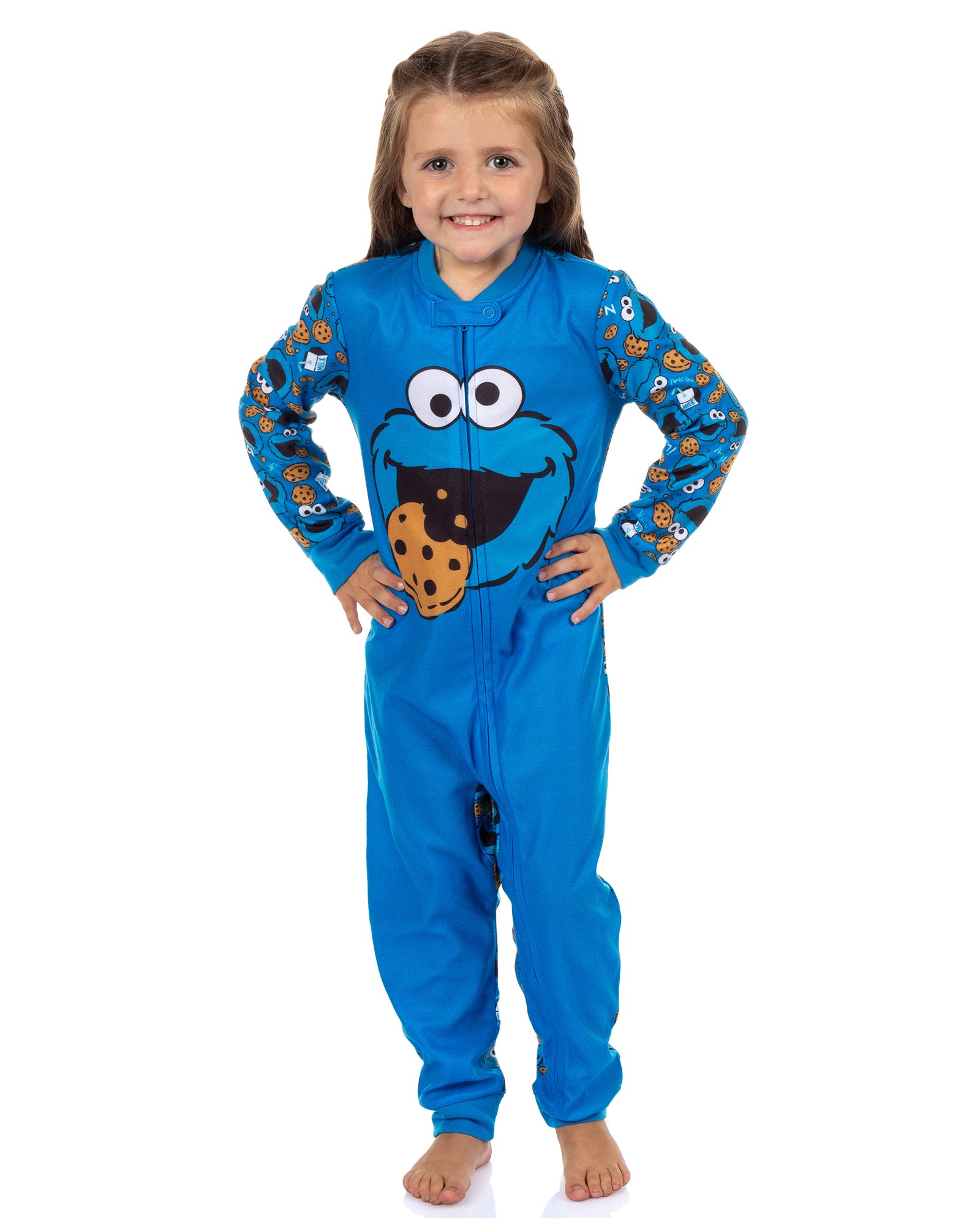 Sesame Street Cookie Monster Pajamas Toddler Zip Front Footless Sleeper