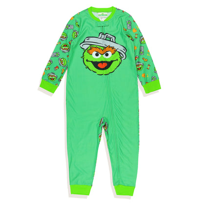 Sesame Street Pajamas Toddler Oscar The Grouch Zip Front Footless Sleeper