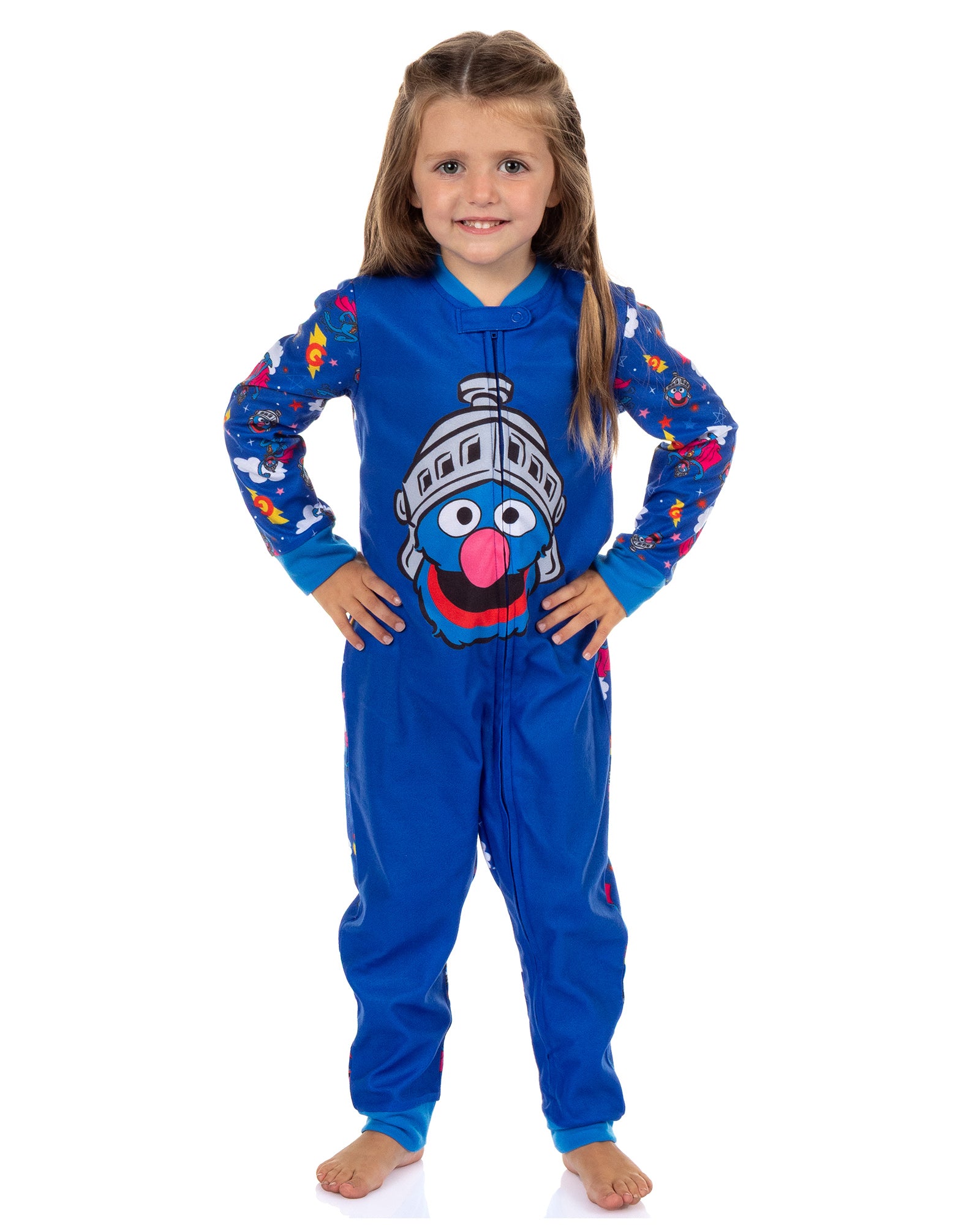 Sesame Street Super Grover Pajamas Toddler Zip Front Footless Sleeper