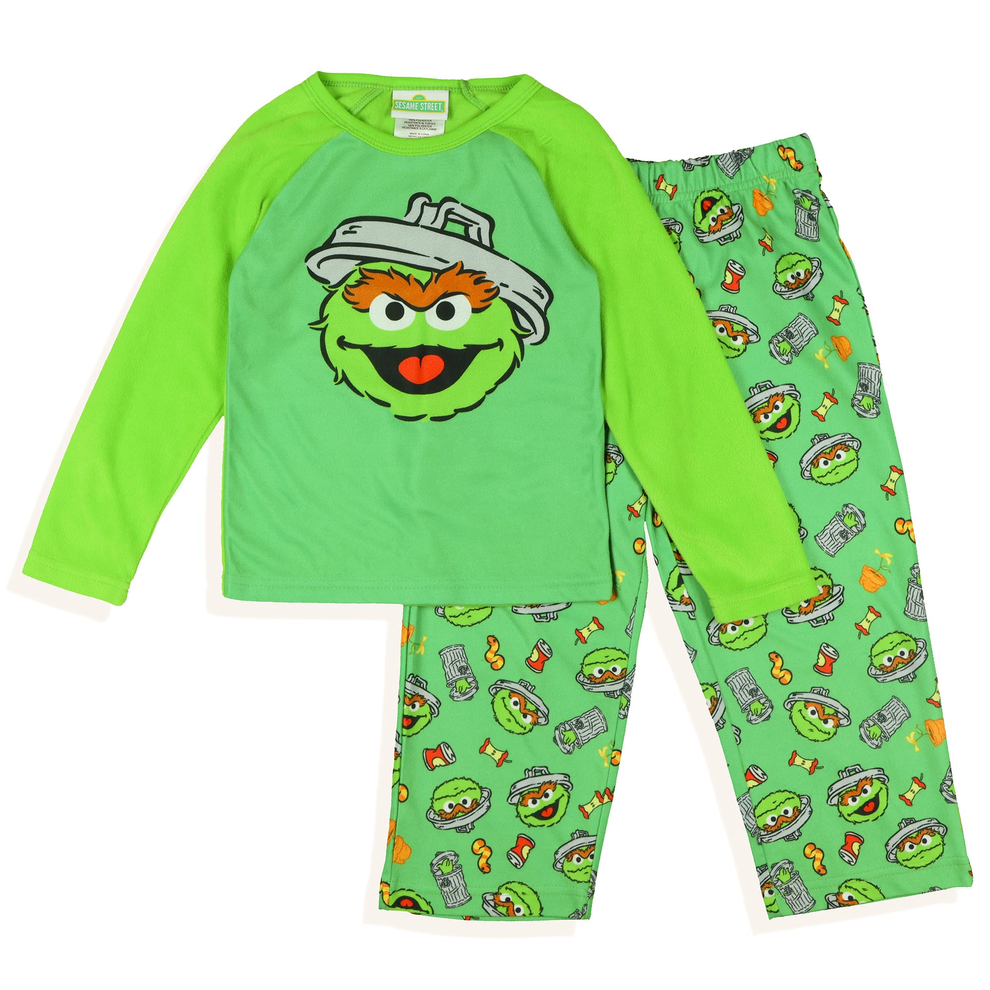 Sesame Street Oscar the Grouch Pajamas Boys' Long Sleeve Pant Lounge Set
