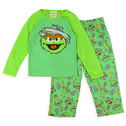 Sesame Street Oscar the Grouch Pajamas Boys' Long Sleeve Pant Lounge Set