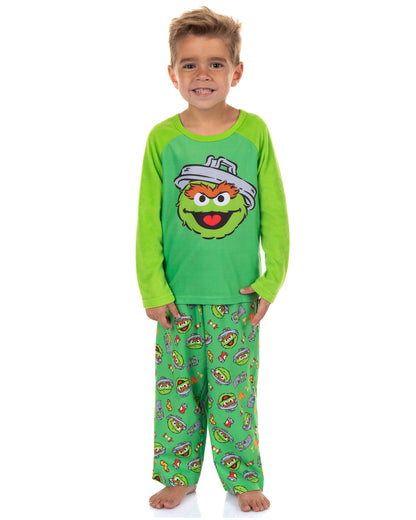 Sesame Street Oscar the Grouch Pajamas Boys' Long Sleeve Pant Lounge Set