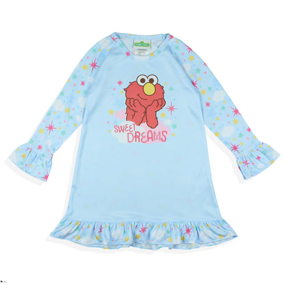Sesame Street Toddler Girls Elmo Pajama Sweet Dreams Long Sleeve Ruffle Gown