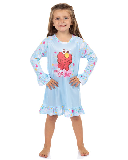 Sesame Street Toddler Girls Elmo Pajama Sweet Dreams Long Sleeve Ruffle Gown
