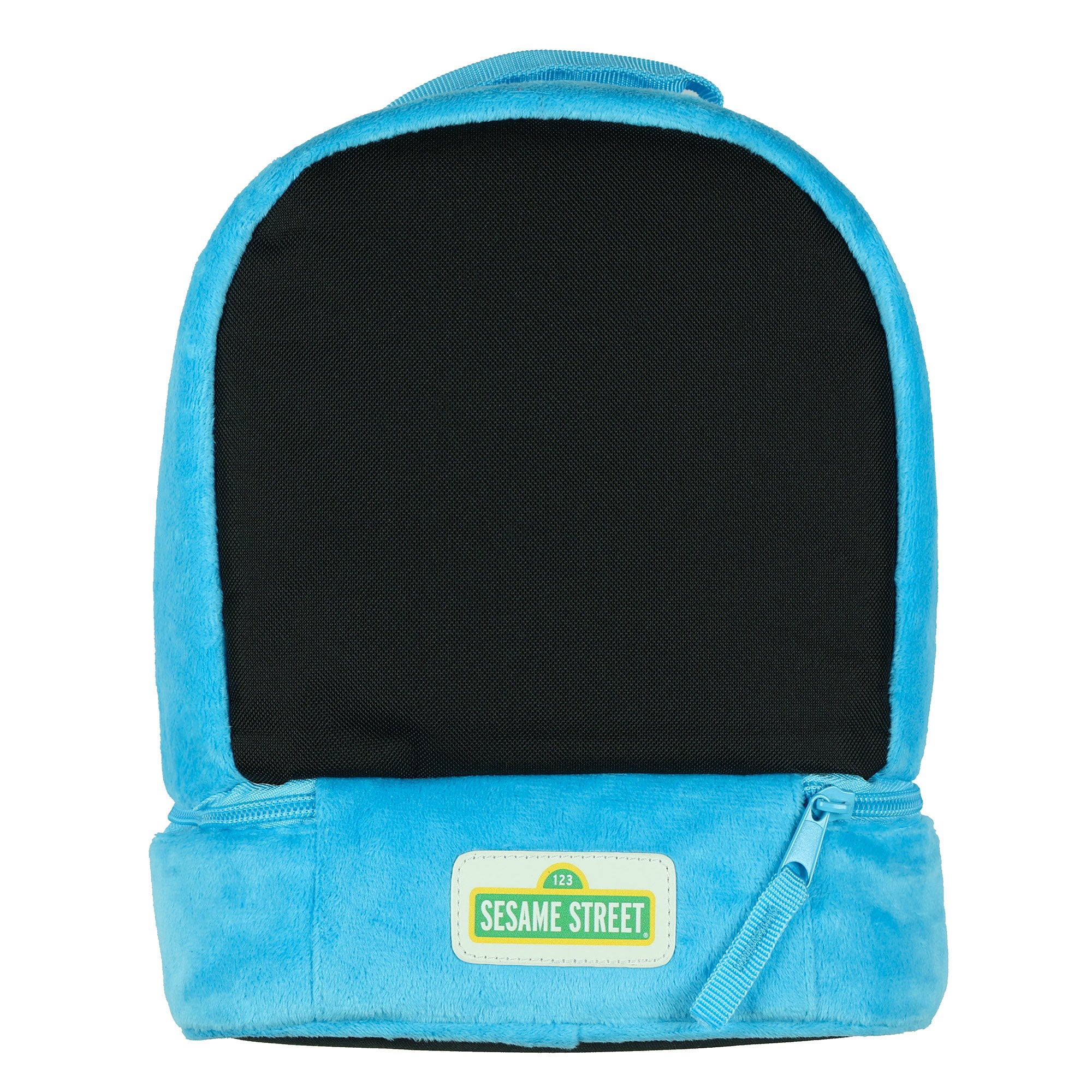 Sesame Street Lunch Bag Plush Cookie Monster Insulated Dual Compartment Tote 10"