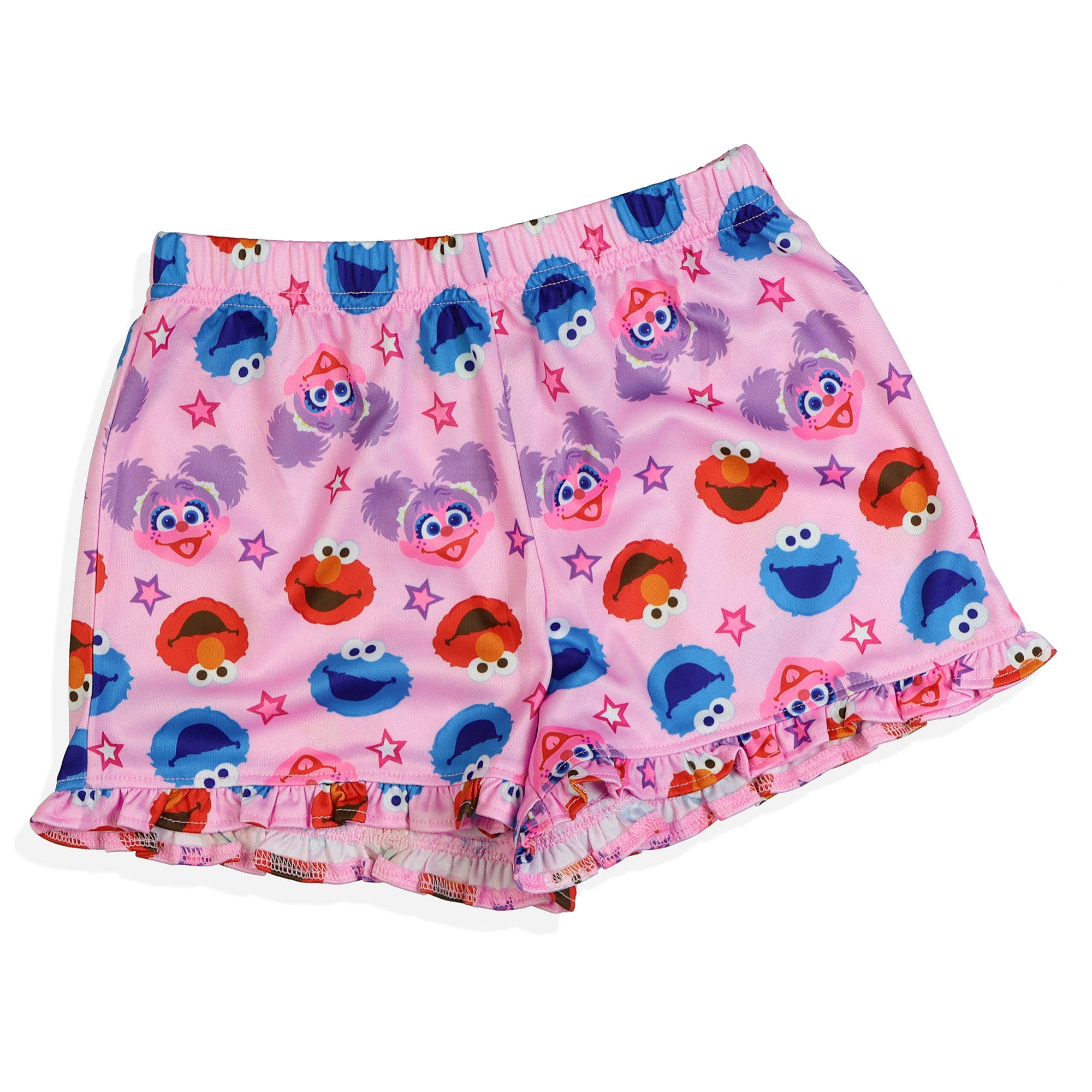 Sesame Street Pajamas Toddler Girls Sweet Hugs Ruffled Short Sleep Set (4T)