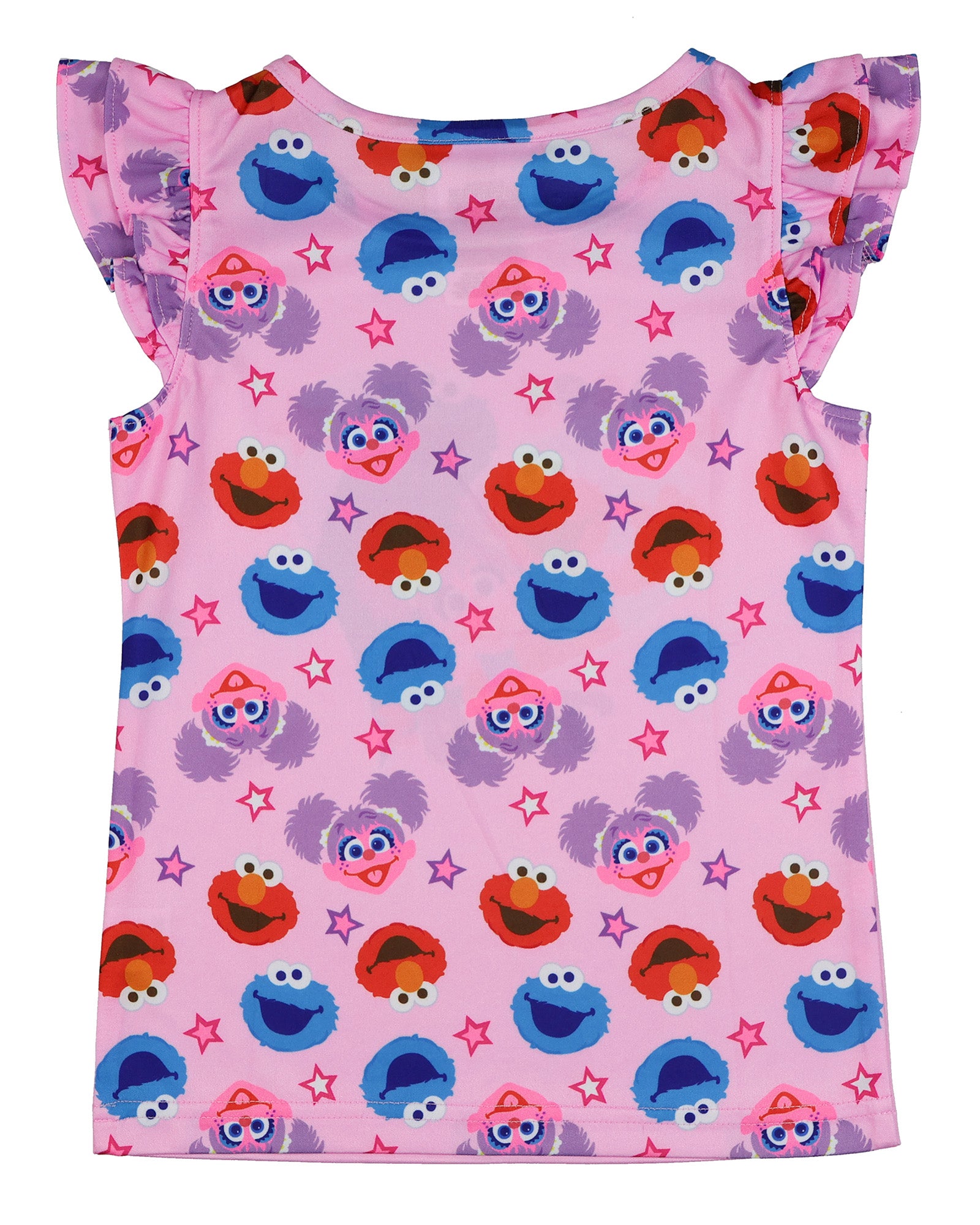 Sesame Street Pajamas Toddler Girls Sweet Hugs Ruffled Short Sleep Set (3T)