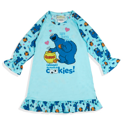 Sesame Street Nightgown Toddler Girls Me Love You Raglan Ruffle Sleep Dress (4T)