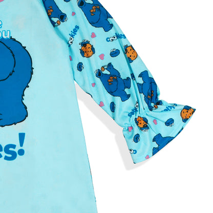Sesame Street Nightgown Toddler Girls Me Love You Raglan Ruffle Sleep Dress (6)
