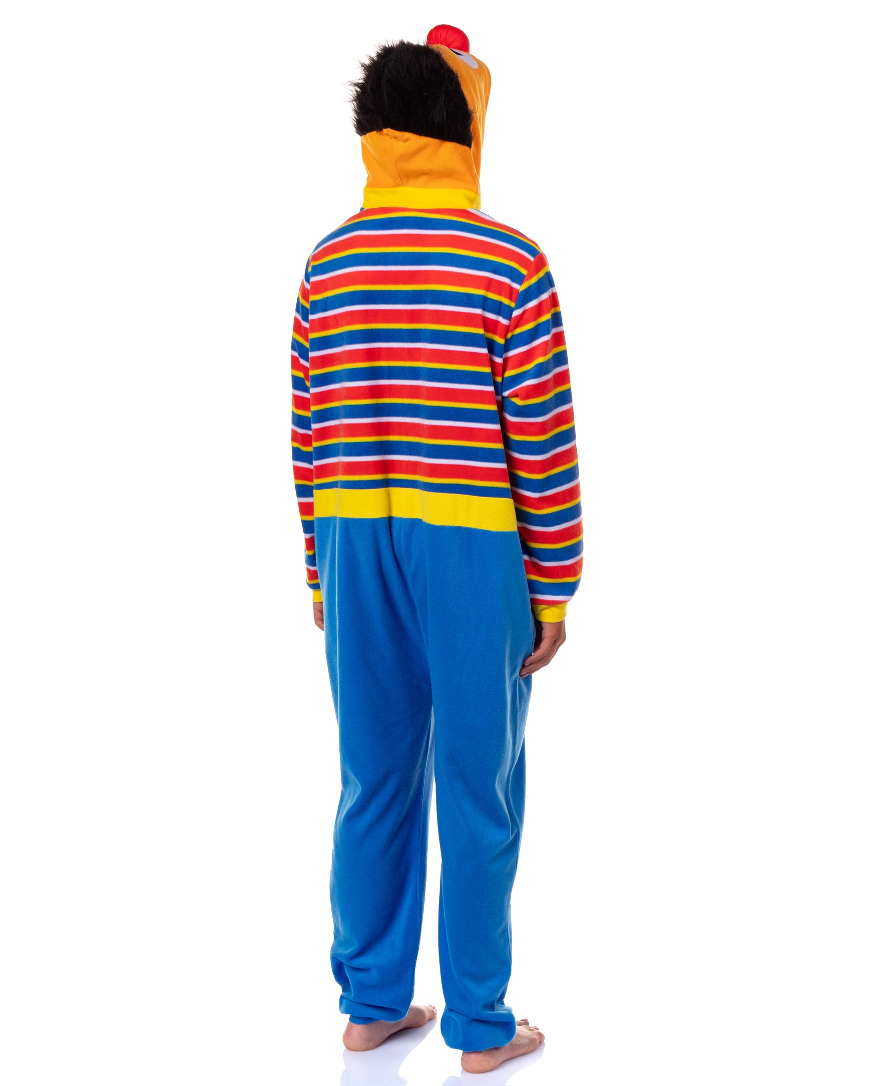 Sesame Street Union Suit Ernie Adult Hooded Costume One Piece Pajama (2XL/3XL)