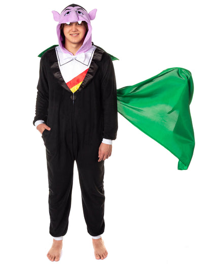 Sesame Street Union Suit Men's Count Hooded One Piece Pajama Costume (XXS/XS)