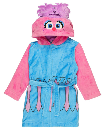 Sesame Street Bathrobe Toddler Kids Abby Cadabby Hooded Fleece Robe