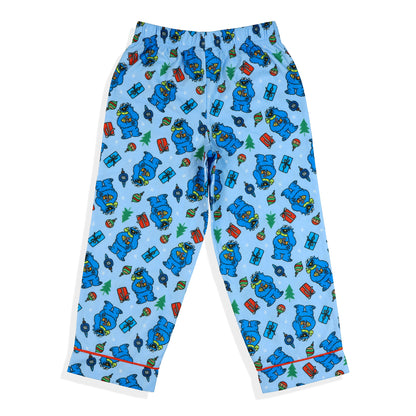 Sesame Street Cookie Monster Holiday Theme Toddler Boy's Button Coat Pajamas