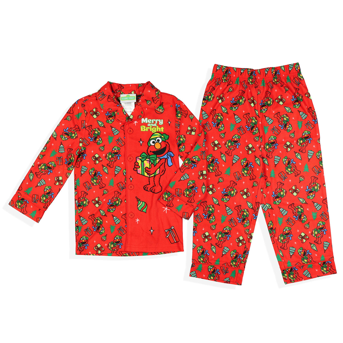 Sesame Street Elmo Merry and Bright Toddler Button Coat Pajama Set