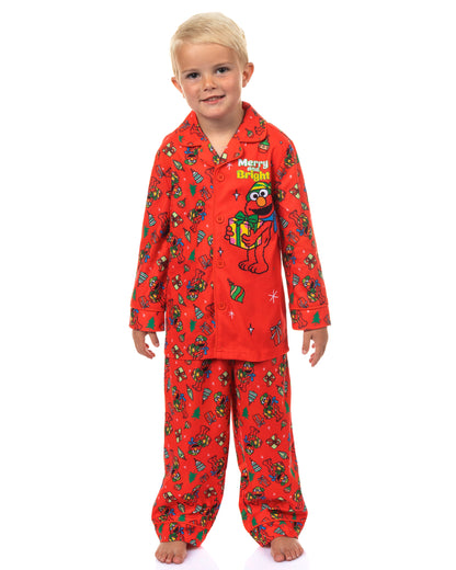 Sesame Street Elmo Merry and Bright Toddler Button Coat Pajama Set