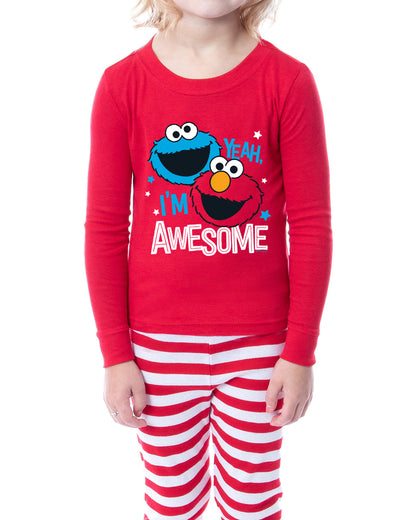 Sesame Street Toddler Girls' Elmo Cookie Monster I'm Awesome 2 Piece Long Sleeve Pajama Set