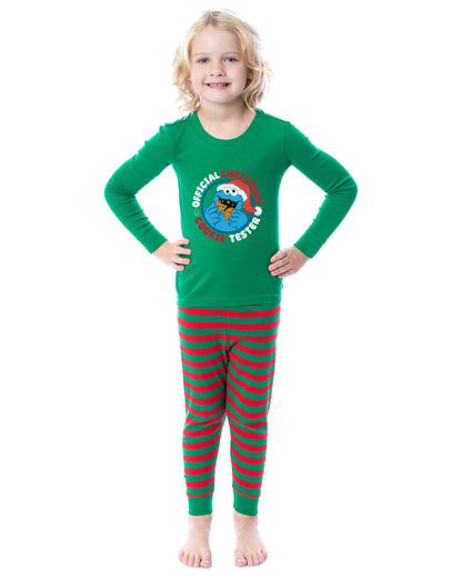 Sesame Street Cookie Monster Christmas Cookie Tester 2 Piece Long Sleeve Pajama Set